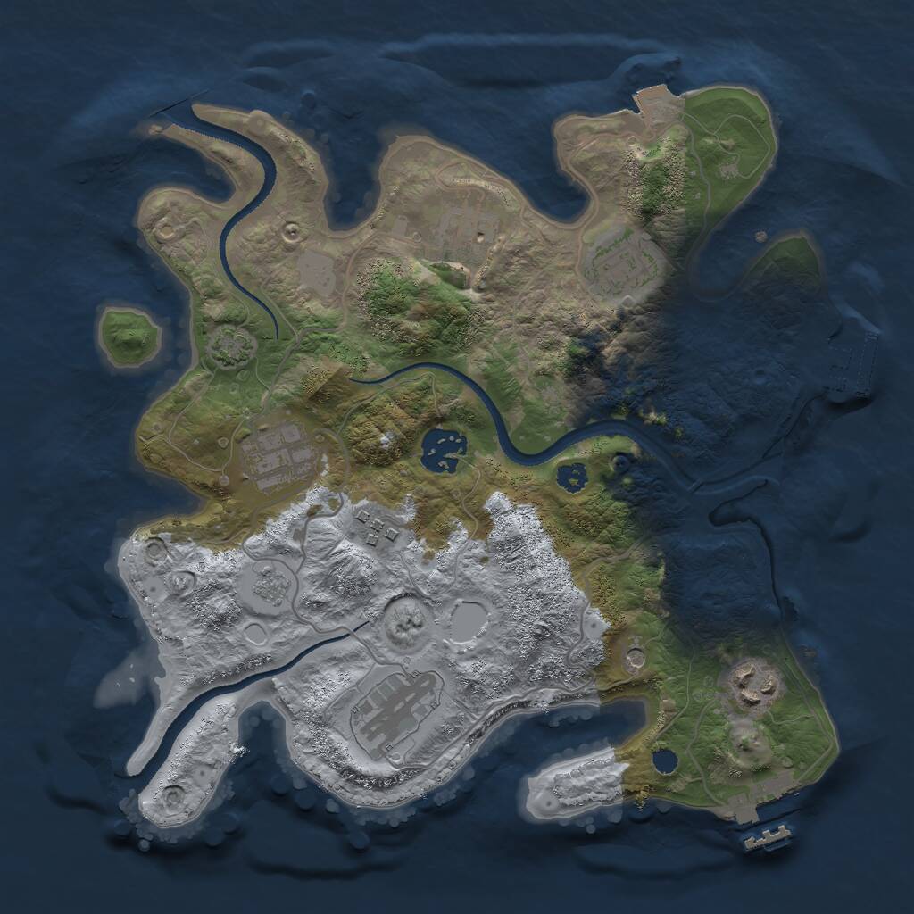Rust Map: Procedural Map, Size: 3000, Seed: 63495, 13 Monuments