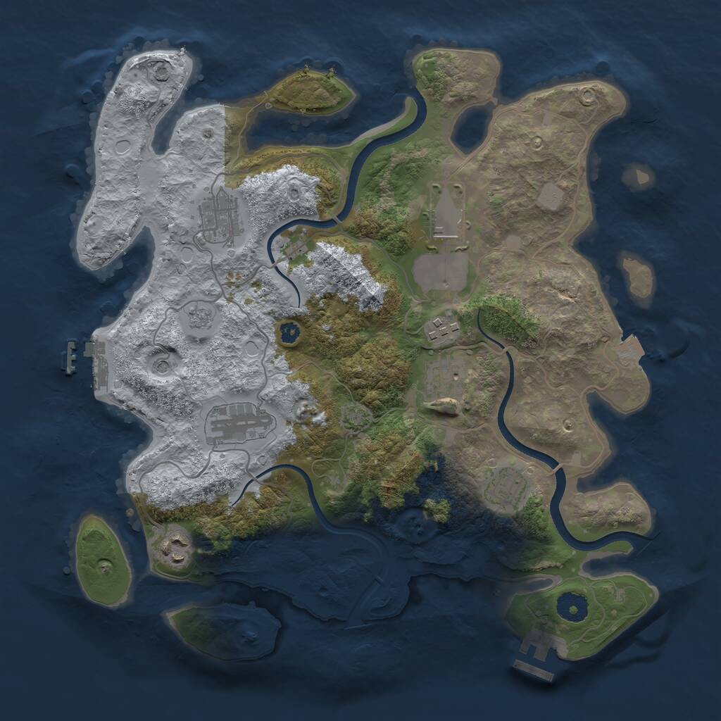 Rust Map: Procedural Map, Size: 3500, Seed: 1757812769, 13 Monuments