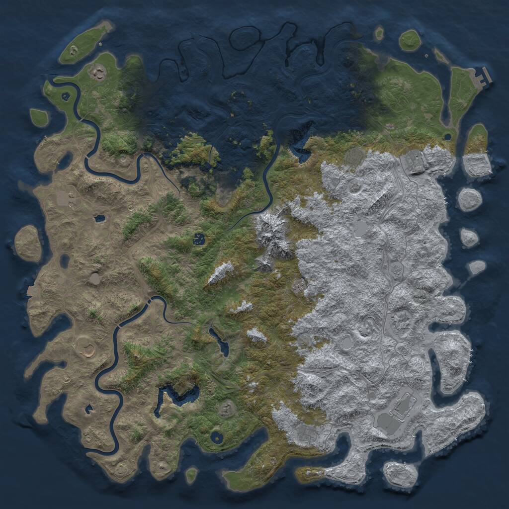 Rust Map: Procedural Map, Size: 6000, Seed: 216959700, 16 Monuments