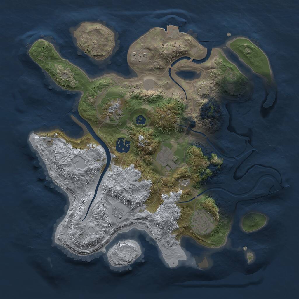 Rust Map: Procedural Map, Size: 3000, Seed: 555666777, 9 Monuments