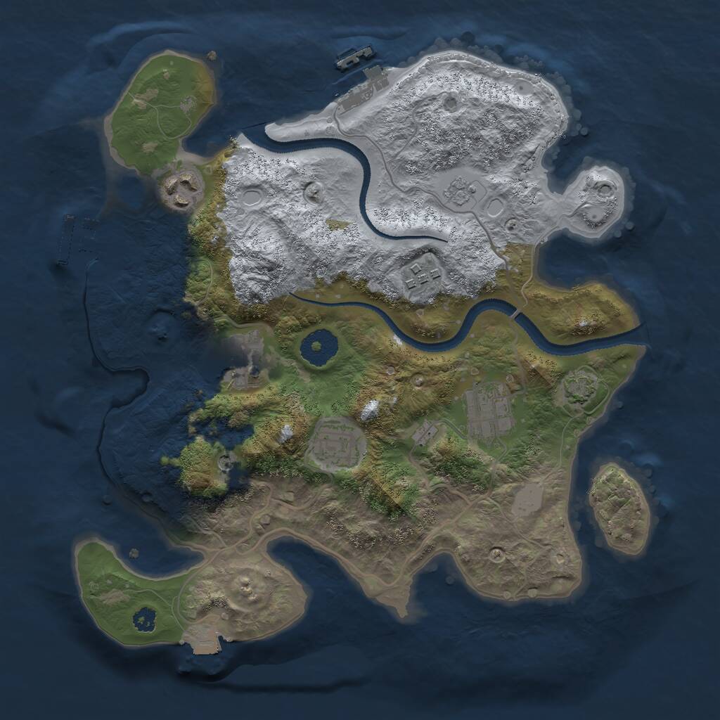 Rust Map: Procedural Map, Size: 3000, Seed: 849178936, 11 Monuments