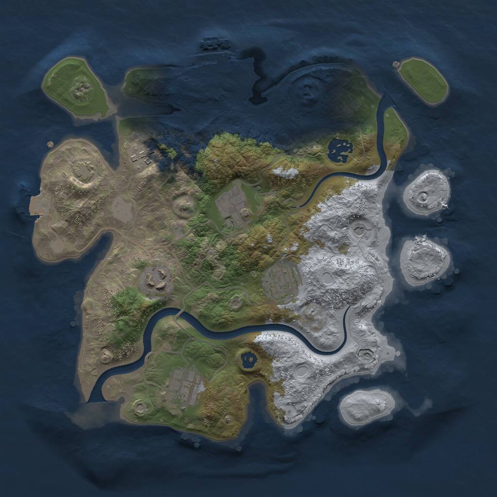 Rust Map: Procedural Map, Size: 3000, Seed: 1137583173, 10 Monuments