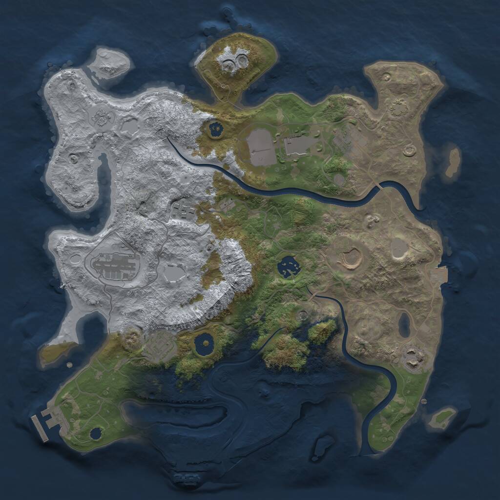 Rust Map: Procedural Map, Size: 3514, Seed: 568915763, 14 Monuments