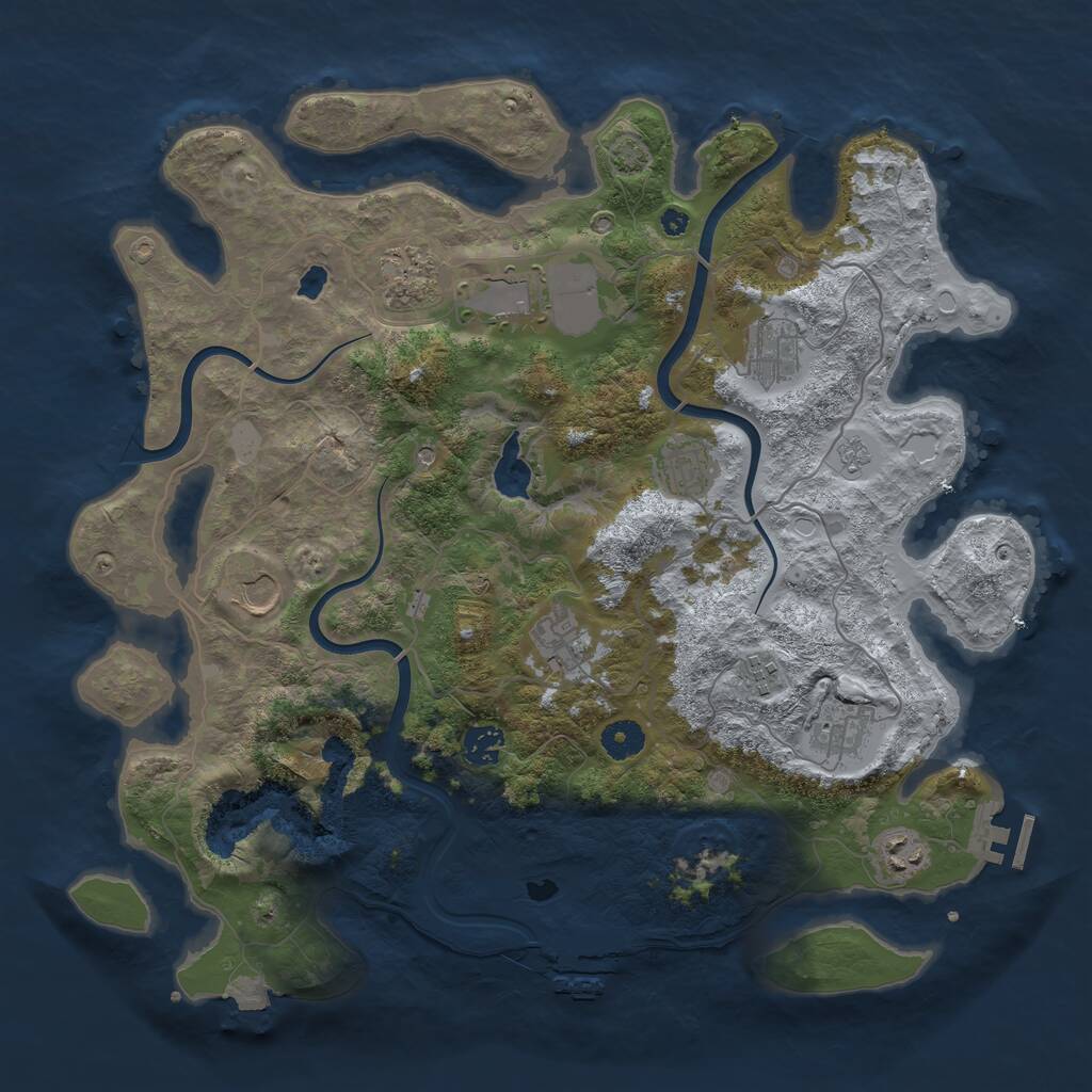 Rust Map: Procedural Map, Size: 4000, Seed: 337852967, 16 Monuments