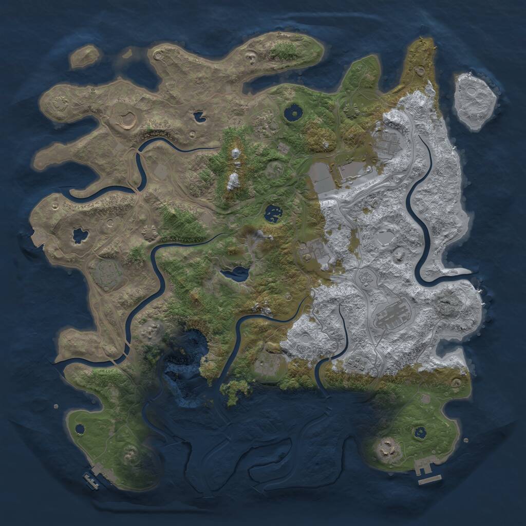 Rust Map: Procedural Map, Size: 4500, Seed: 1913689181, 17 Monuments