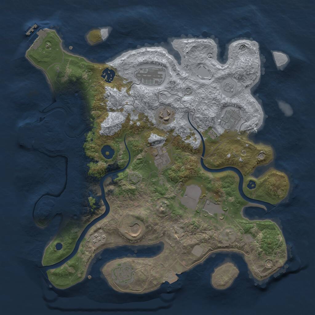 Rust Map: Procedural Map, Size: 3500, Seed: 1099713234, 15 Monuments