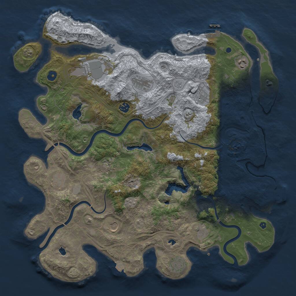 Rust Map: Procedural Map, Size: 4500, Seed: 1179149827, 17 Monuments