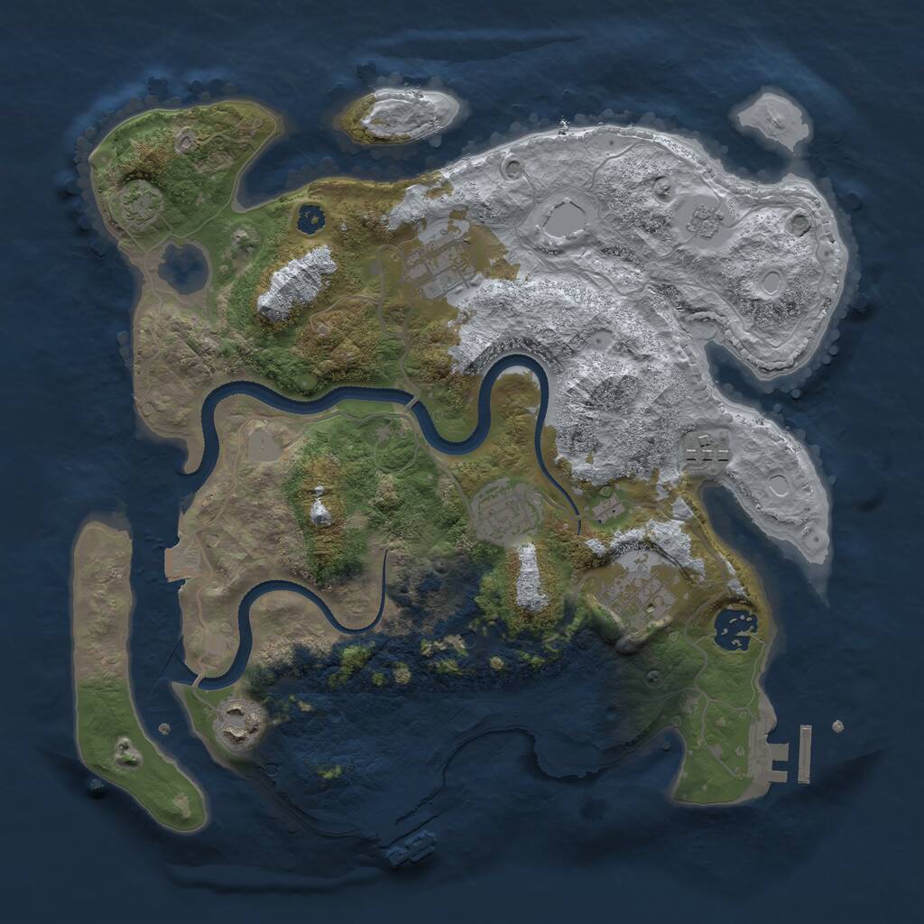 Rust Map: Procedural Map, Size: 3200, Seed: 2491, 12 Monuments