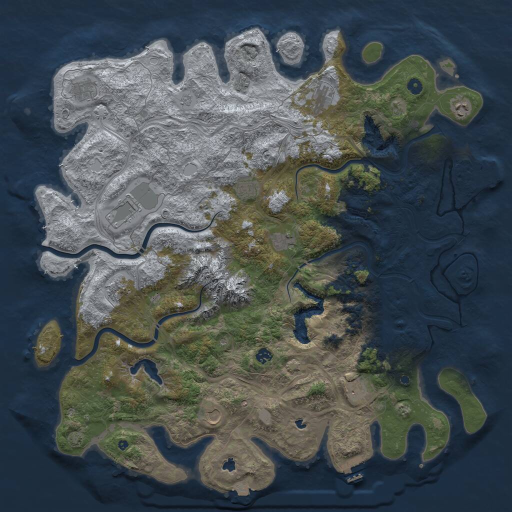 Rust Map: Procedural Map, Size: 5000, Seed: 586250360, 17 Monuments