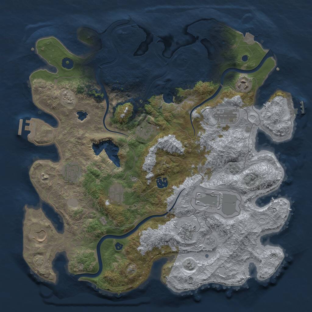 Rust Map: Procedural Map, Size: 4000, Seed: 1744165734, 16 Monuments