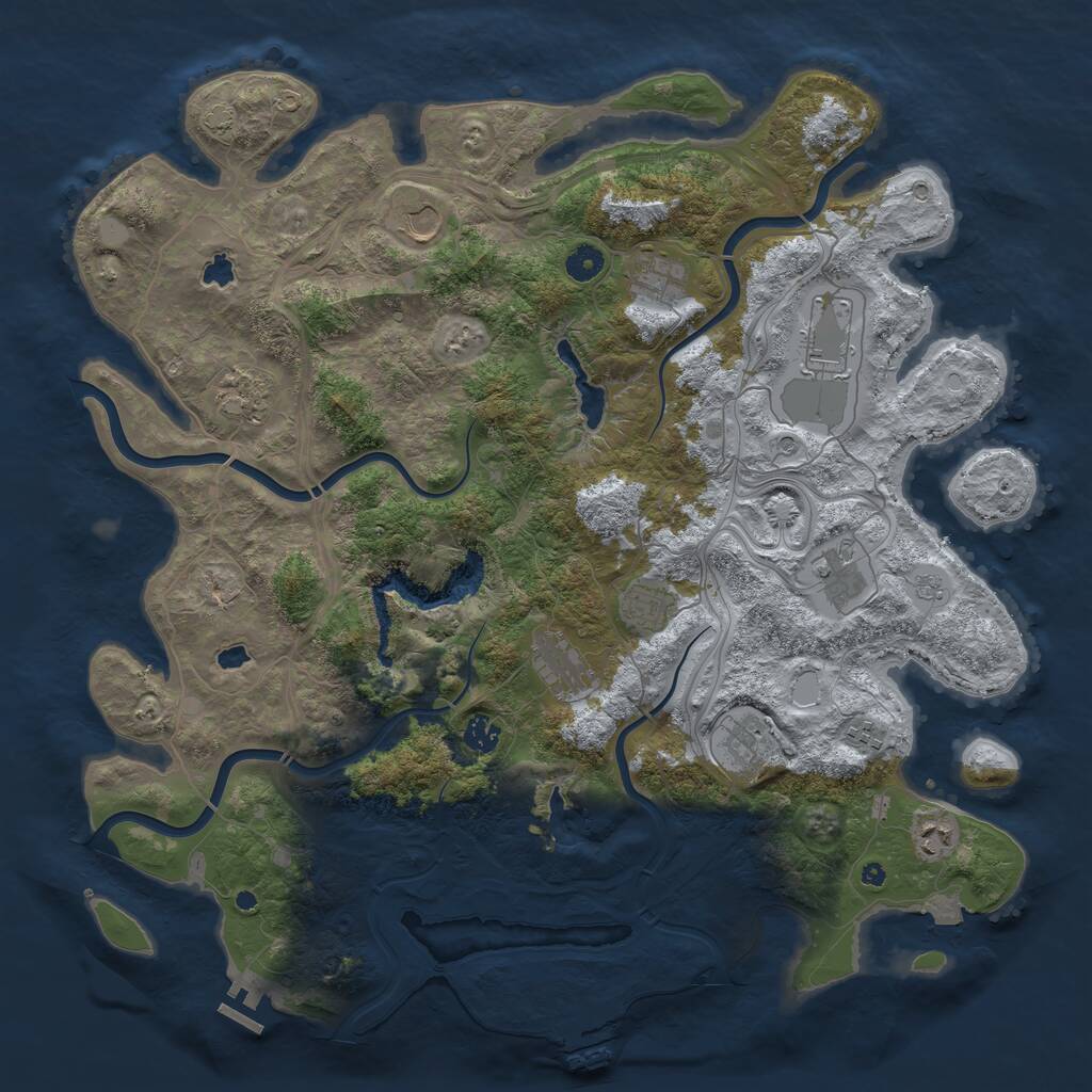 Rust Map: Procedural Map, Size: 4500, Seed: 843991, 17 Monuments