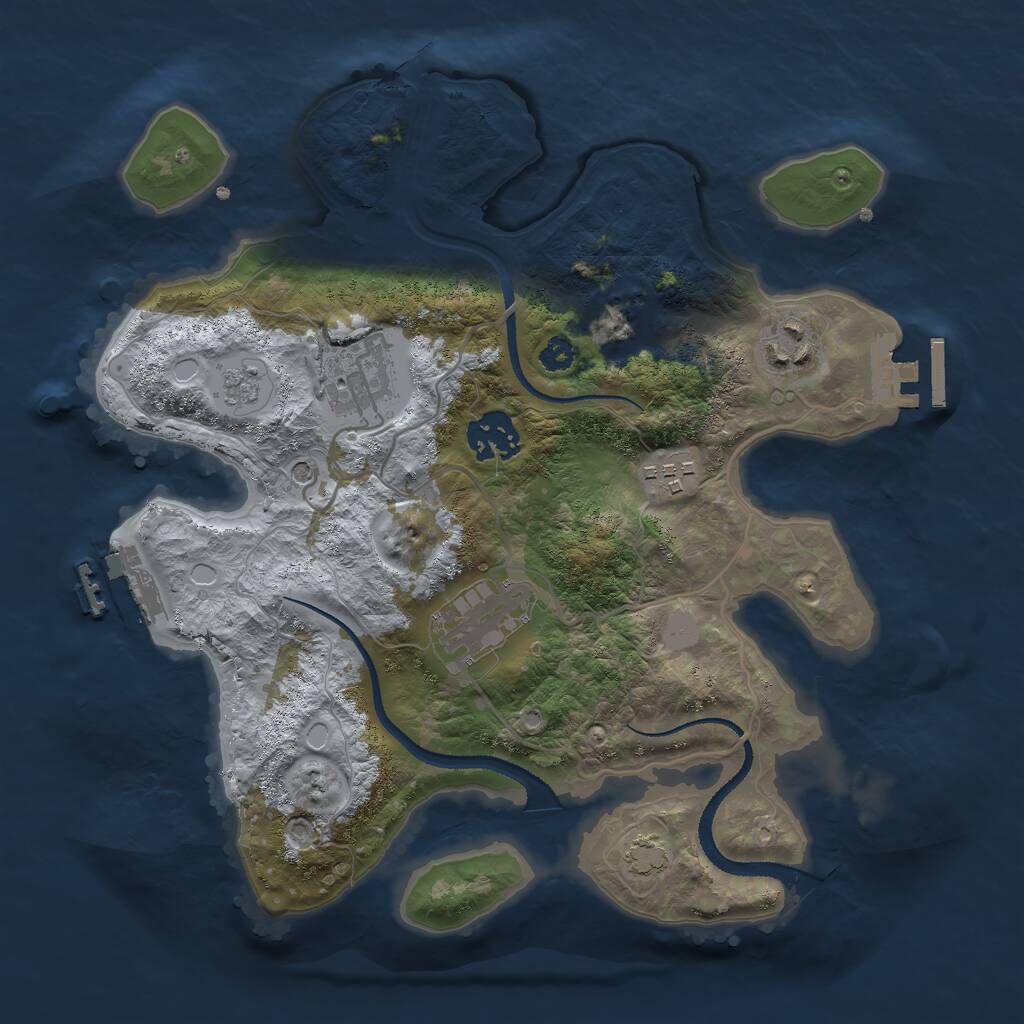 Rust Map: Procedural Map, Size: 3000, Seed: 79191, 11 Monuments