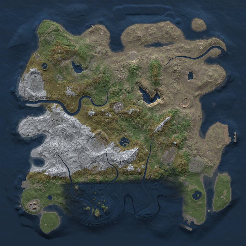 Rust Map: Procedural Map, Size: 4000, Seed: 1291864554, 15 Monuments