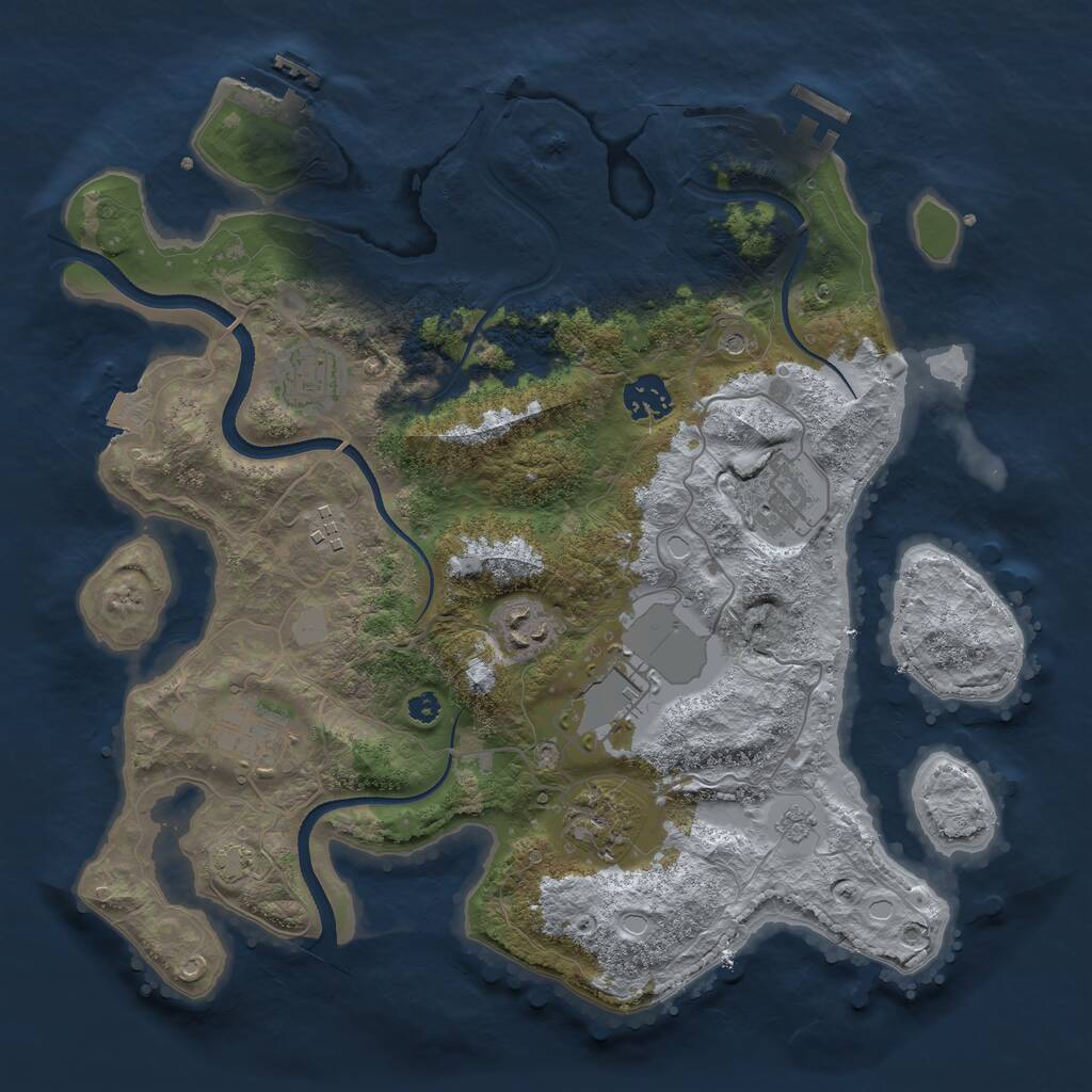 Rust Map: Procedural Map, Size: 3500, Seed: 1358531722, 14 Monuments