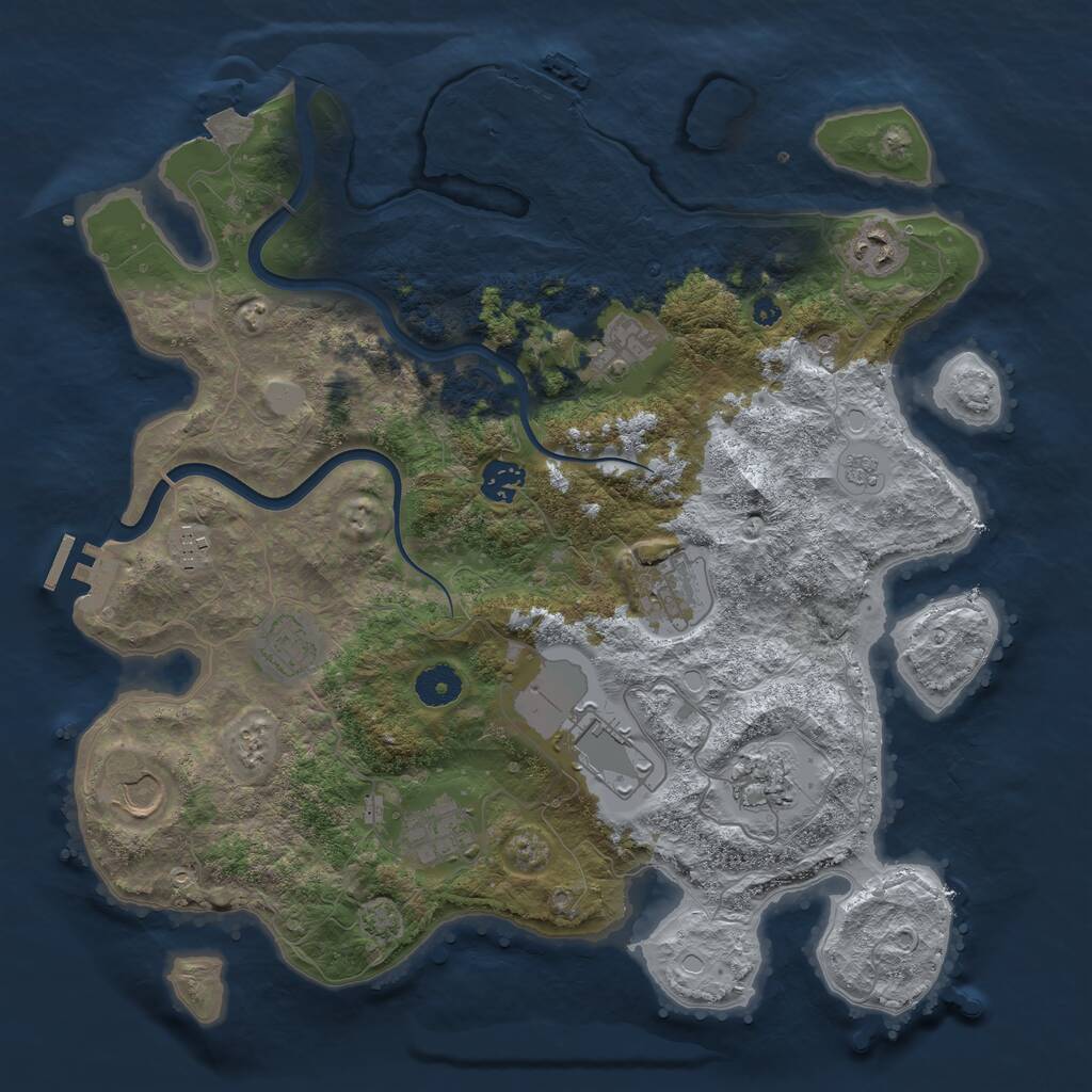 Rust Map: Procedural Map, Size: 3800, Seed: 1349851801, 16 Monuments