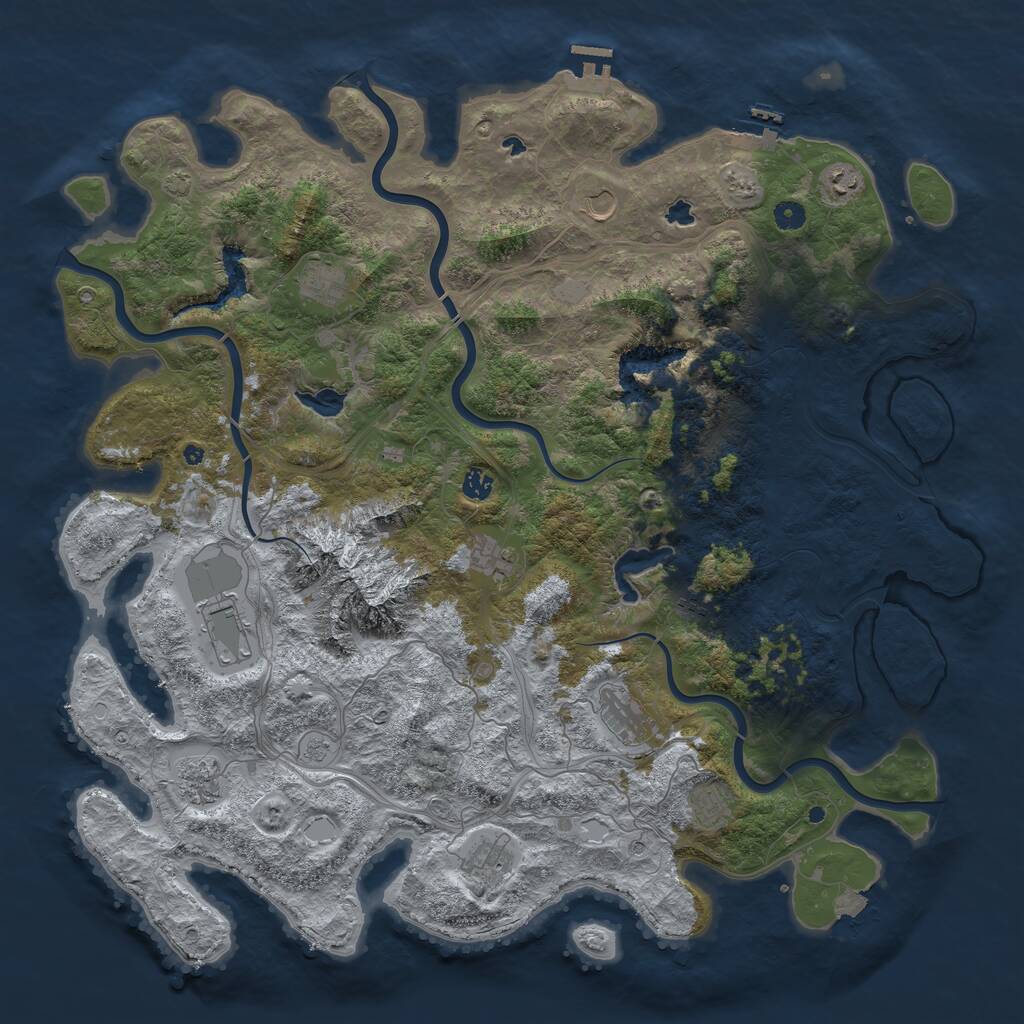 Rust Map: Procedural Map, Size: 5000, Seed: 303135529, 17 Monuments