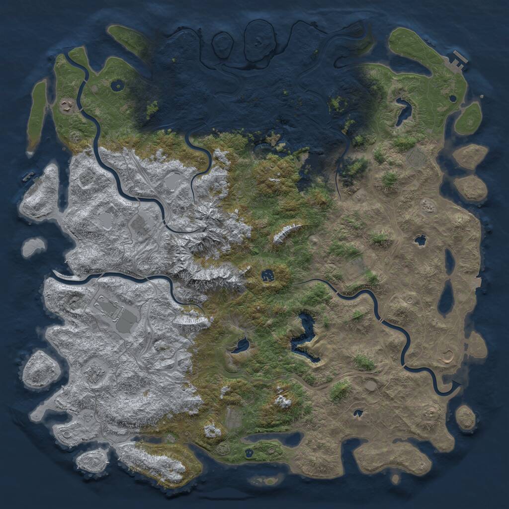 Rust Map: Procedural Map, Size: 6000, Seed: 635671759, 17 Monuments