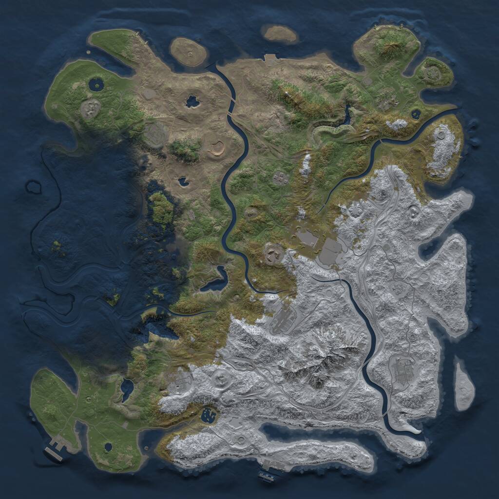 Rust Map: Procedural Map, Size: 5100, Seed: 651805167, 17 Monuments