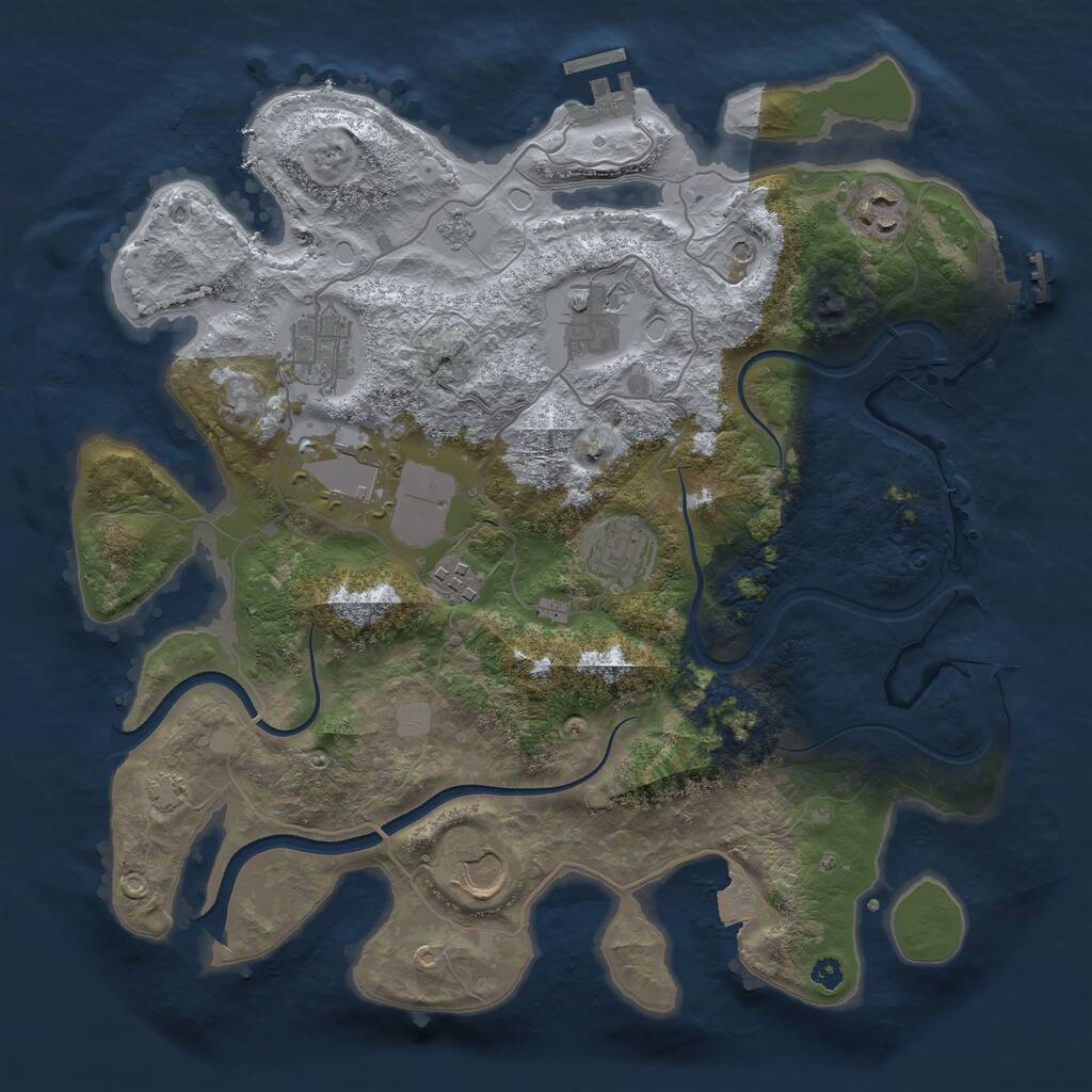 Rust Map: Procedural Map, Size: 3500, Seed: 684250853, 13 Monuments