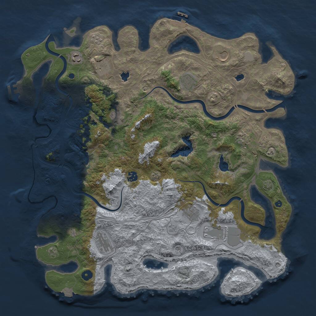 Rust Map: Procedural Map, Size: 4500, Seed: 1460908659, 17 Monuments