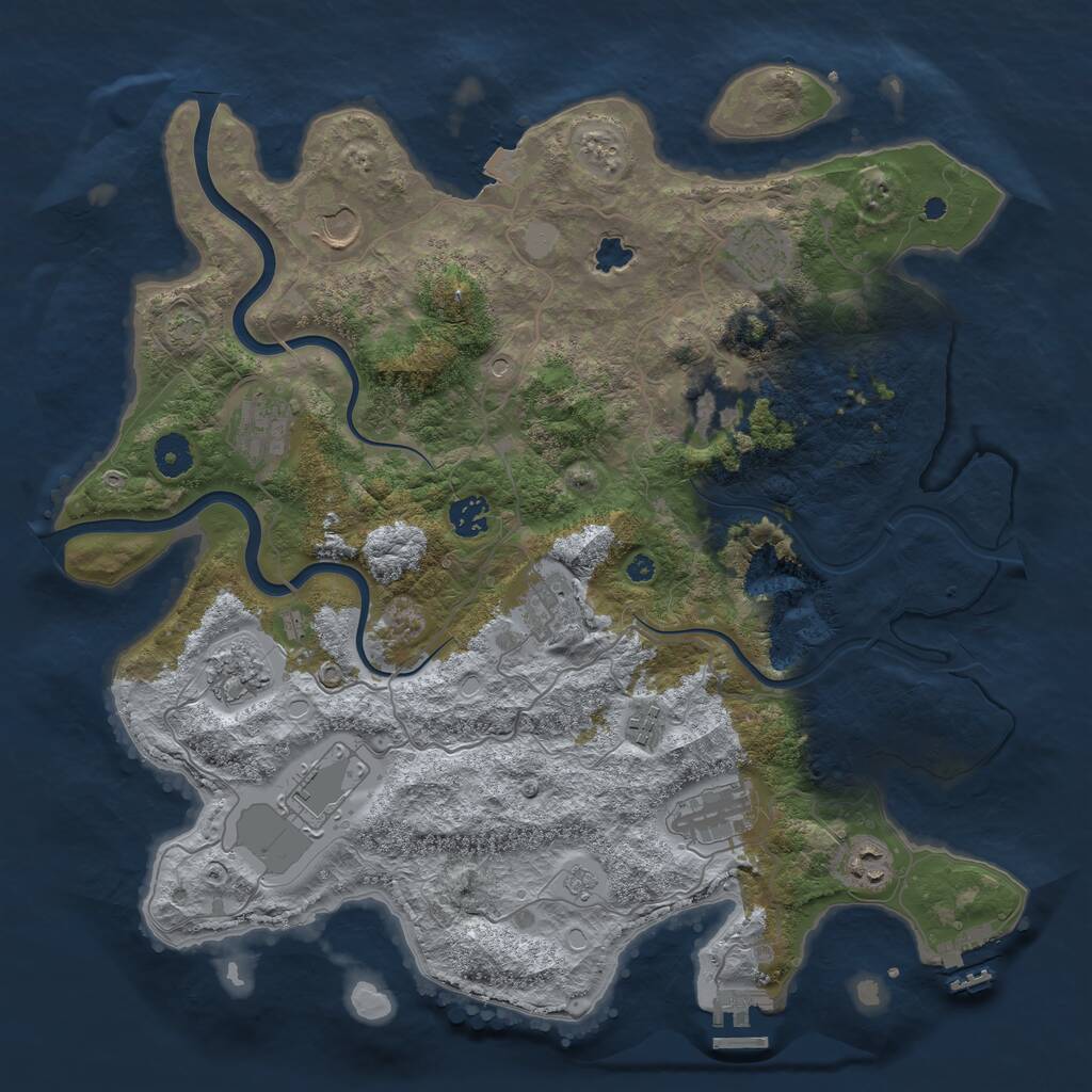 Rust Map: Procedural Map, Size: 4000, Seed: 1891893298, 17 Monuments