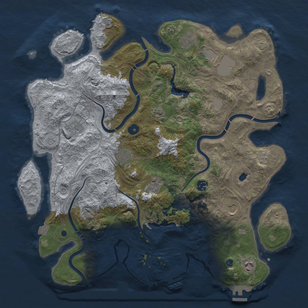 Rust Map: Procedural Map, Size: 4250, Seed: 871349, 16 Monuments