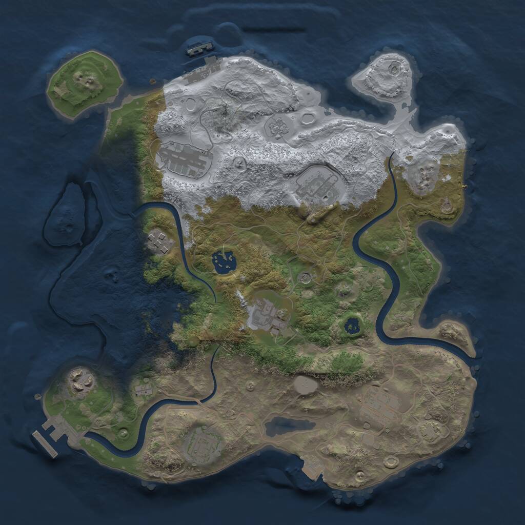 Rust Map: Procedural Map, Size: 3250, Seed: 1492939294, 14 Monuments
