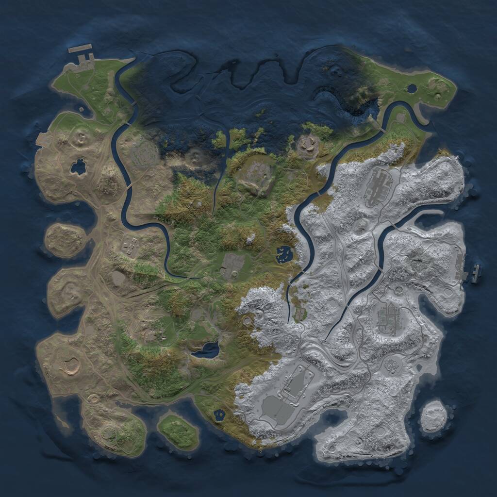 Rust Map: Procedural Map, Size: 4250, Seed: 1467089709, 17 Monuments