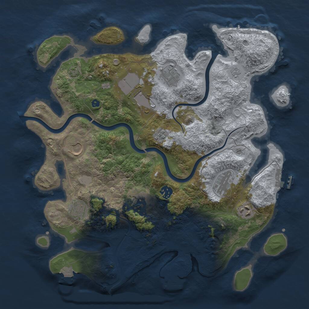 Rust Map: Procedural Map, Size: 3750, Seed: 430279110, 15 Monuments