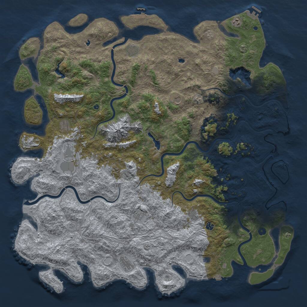 Rust Map: Procedural Map, Size: 6000, Seed: 1125939623, 17 Monuments