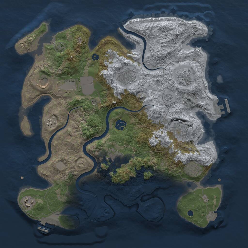 Rust Map: Procedural Map, Size: 3500, Seed: 1713287318, 16 Monuments