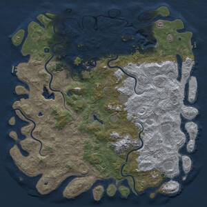 Thumbnail Rust Map: Procedural Map, Size: 6000, Seed: 1473381029, 17 Monuments