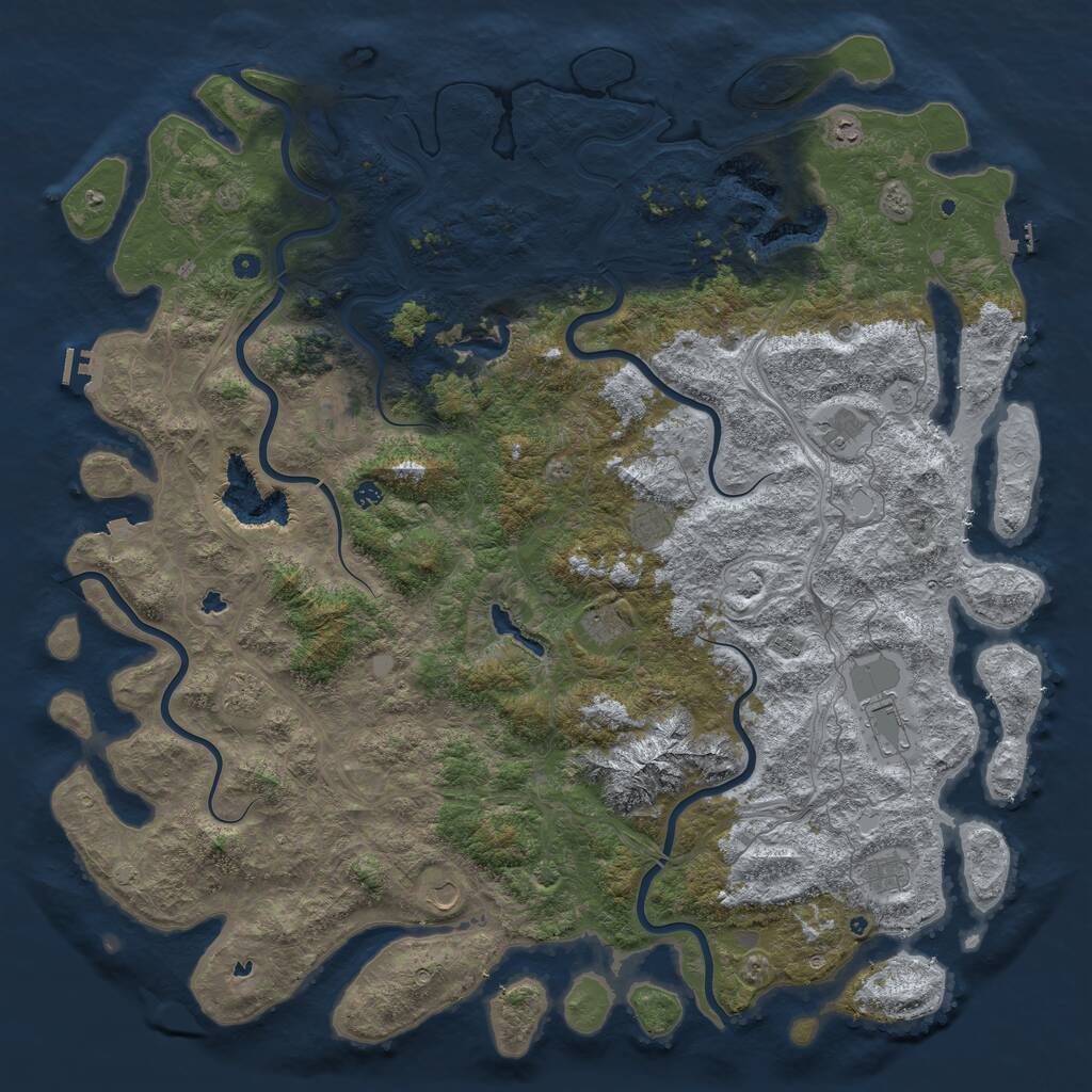 Rust Map: Procedural Map, Size: 6000, Seed: 1473381029, 17 Monuments