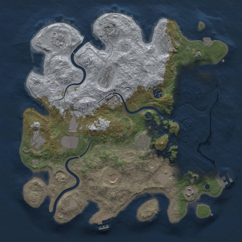 Rust Map: Procedural Map, Size: 3700, Seed: 1305857293, 17 Monuments