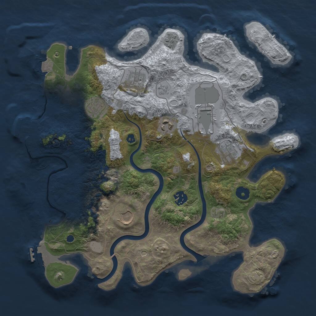 Rust Map: Procedural Map, Size: 3500, Seed: 127207318, 14 Monuments