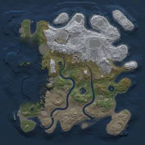 Thumbnail Rust Map: Procedural Map, Size: 3500, Seed: 127207318, 14 Monuments