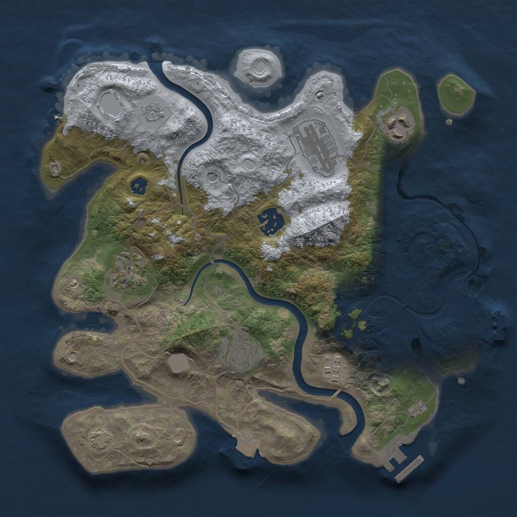 Rust Map: Procedural Map, Size: 3000, Seed: 23917, 12 Monuments
