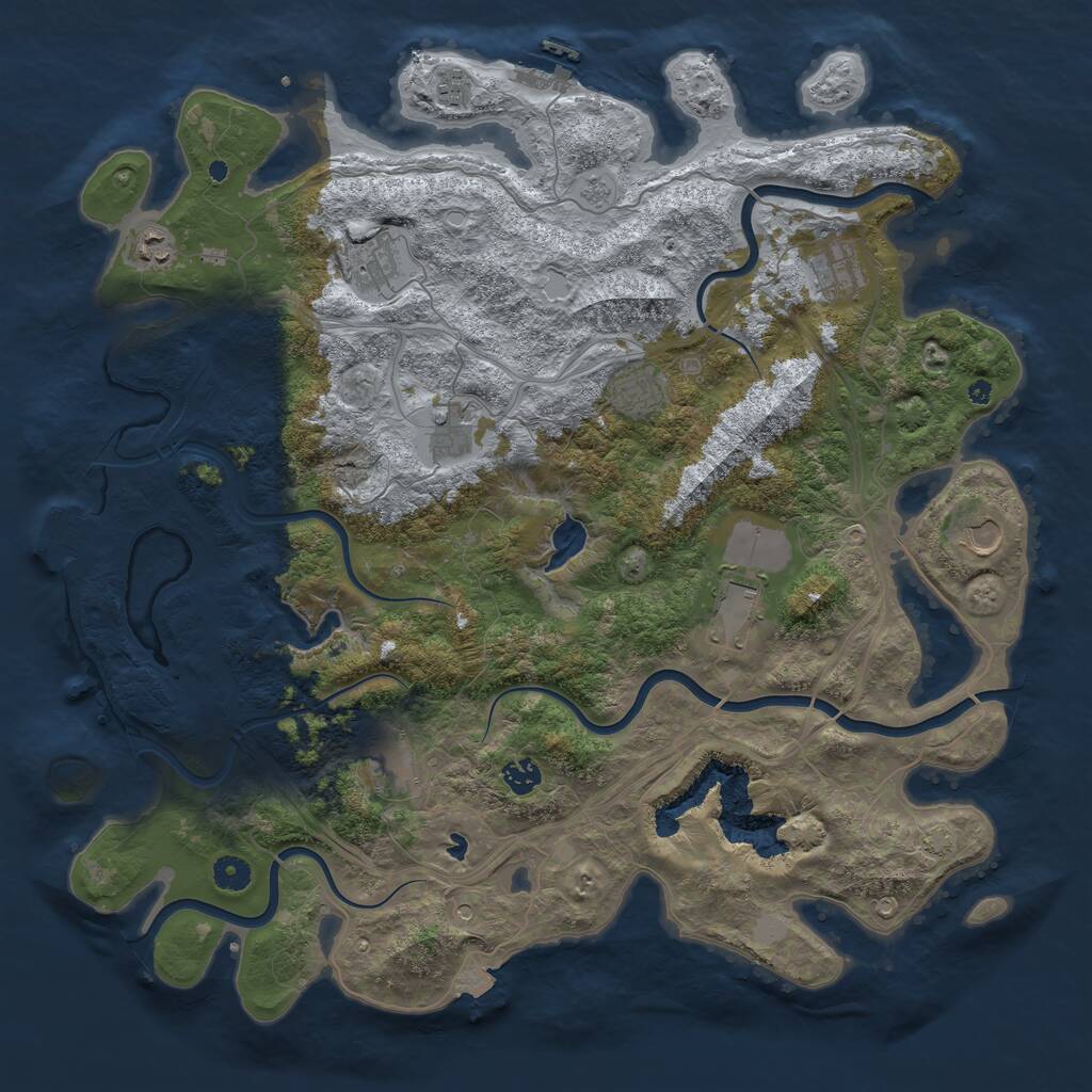 Rust Map: Procedural Map, Size: 4500, Seed: 1935529, 16 Monuments