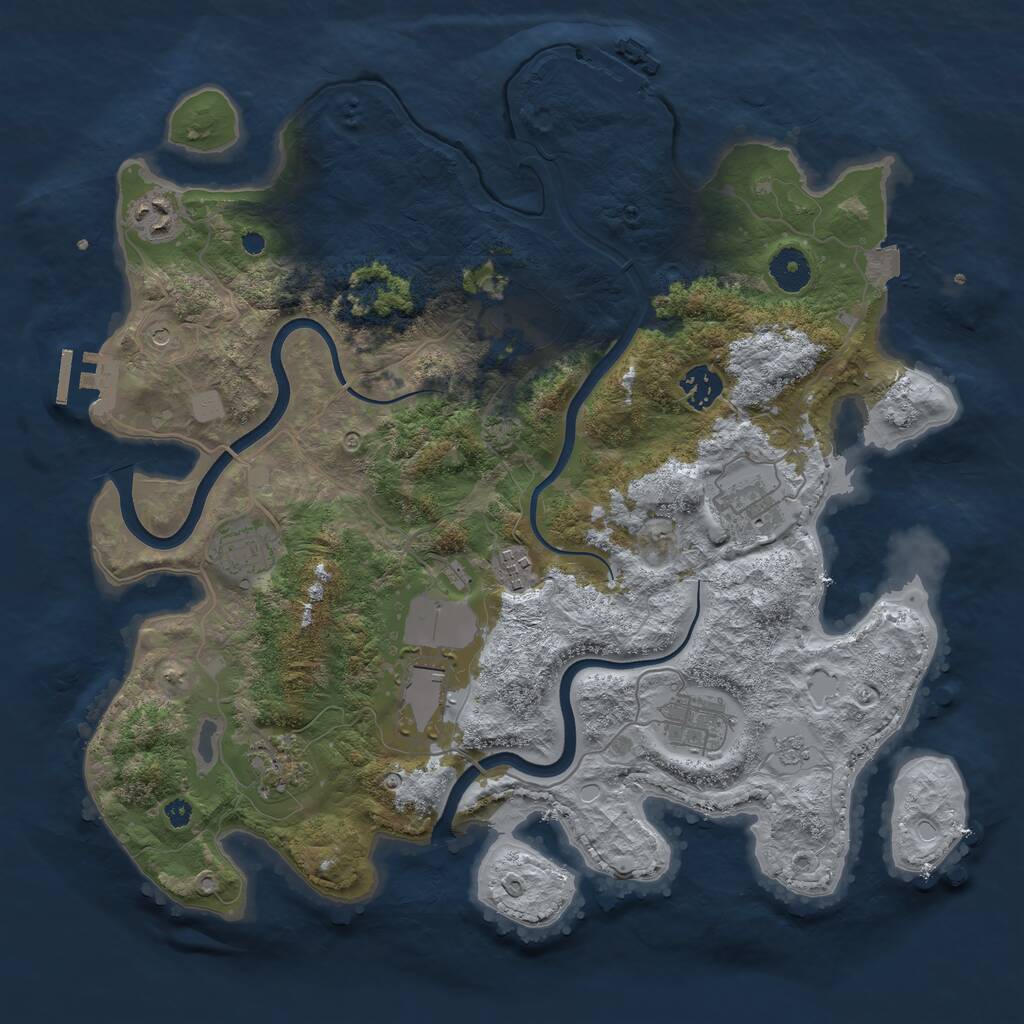 Rust Map: Procedural Map, Size: 3750, Seed: 1033036419, 15 Monuments