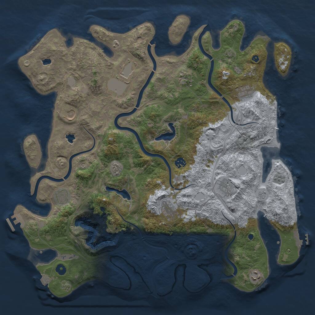 Rust Map: Procedural Map, Size: 4500, Seed: 1163033586, 16 Monuments