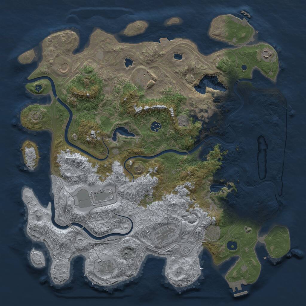 Rust Map: Procedural Map, Size: 4500, Seed: 660759788, 16 Monuments
