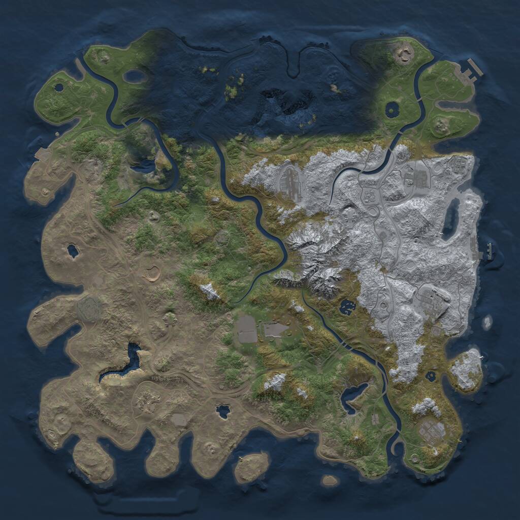 Rust Map: Procedural Map, Size: 5000, Seed: 2097774521, 17 Monuments