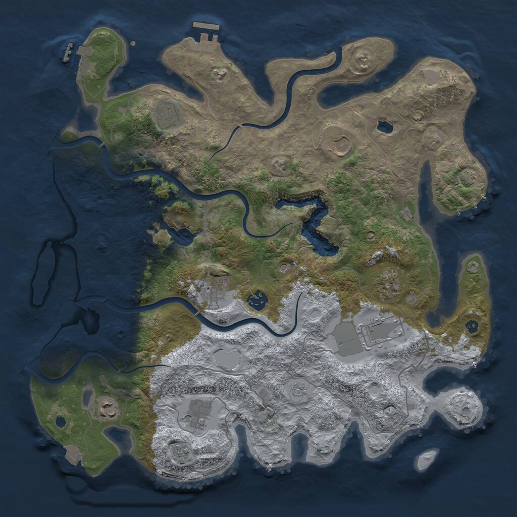 Rust Map: Procedural Map, Size: 4000, Seed: 1079964418, 15 Monuments