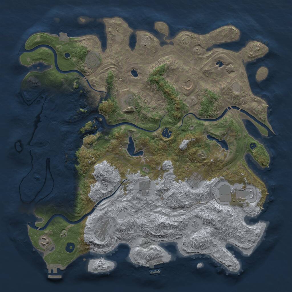 Rust Map: Procedural Map, Size: 4500, Seed: 416174265, 16 Monuments