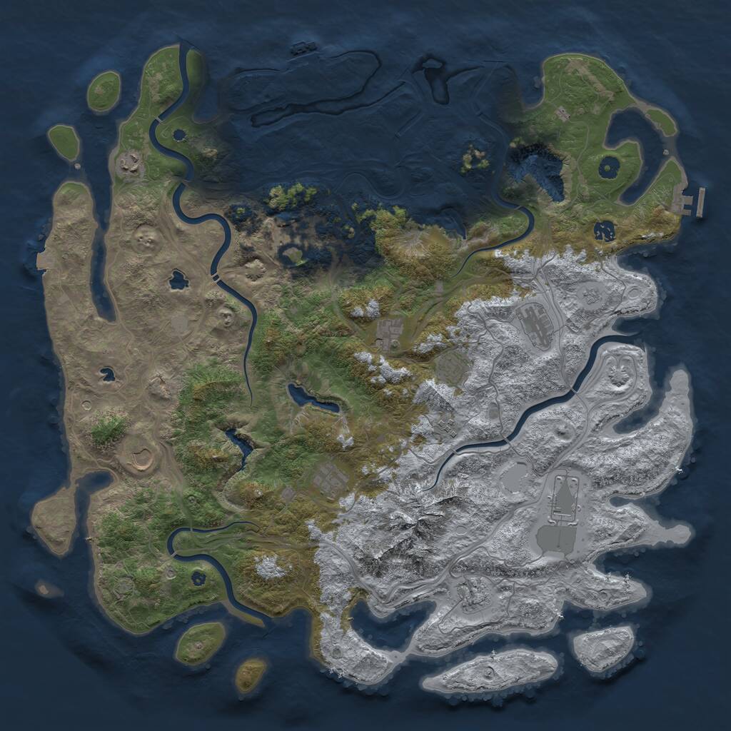 Rust Map: Procedural Map, Size: 5000, Seed: 672245156, 17 Monuments