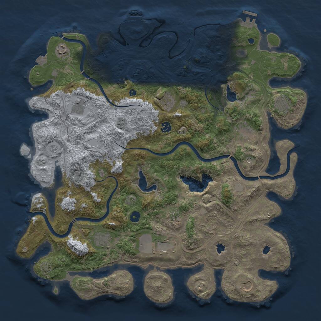Rust Map: Procedural Map, Size: 4500, Seed: 2118627894, 17 Monuments