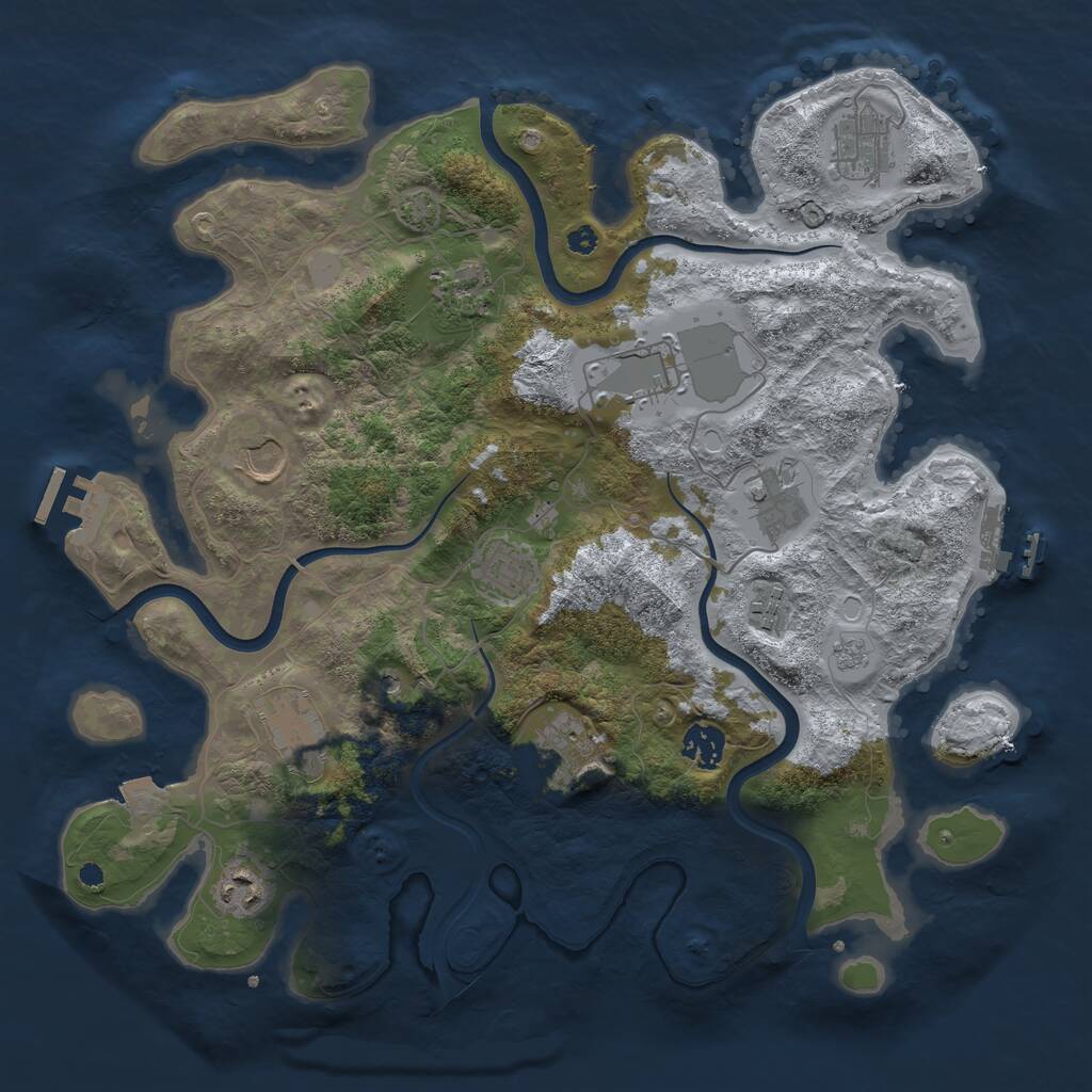 Rust Map: Procedural Map, Size: 3750, Seed: 2089754548, 17 Monuments