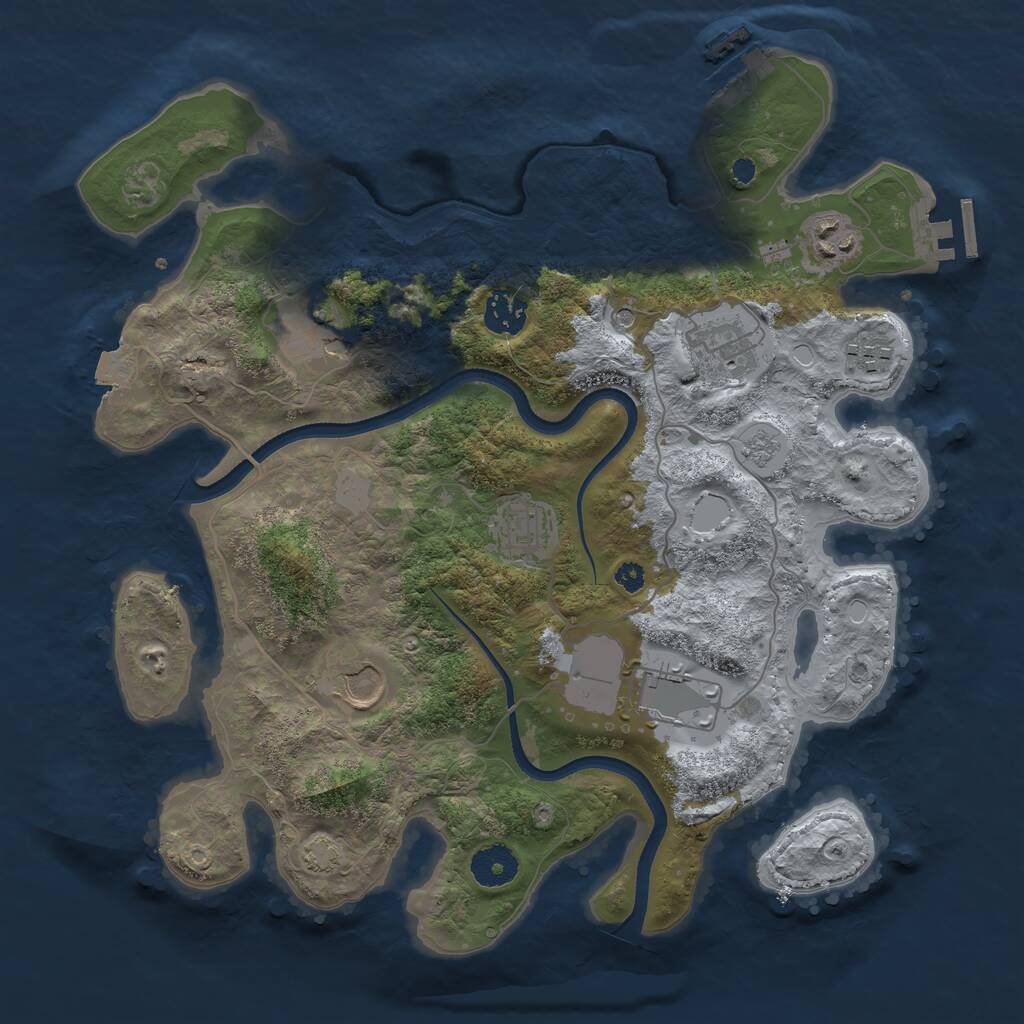 Rust Map: Procedural Map, Size: 3500, Seed: 1734853867, 14 Monuments
