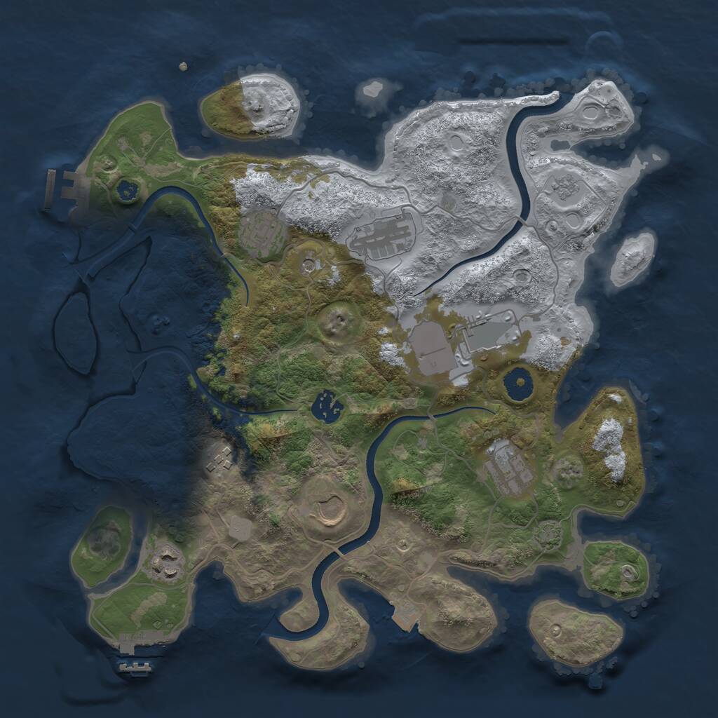 Rust Map: Procedural Map, Size: 3500, Seed: 1941623701, 14 Monuments