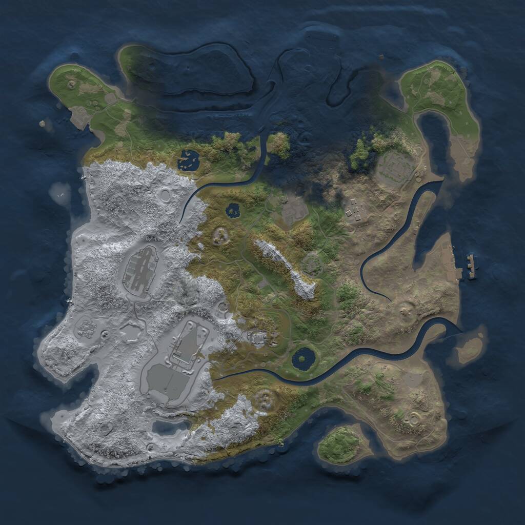 Rust Map: Procedural Map, Size: 3500, Seed: 1932574171, 13 Monuments